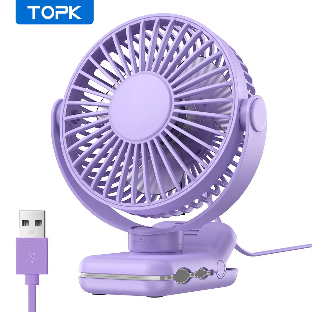 Mini Portable Clip on Fan,Usb Desk Fan,3 Speeds Quiet Wind 720° Rotate Personal Electric Fan,Standing Fans for Room Home