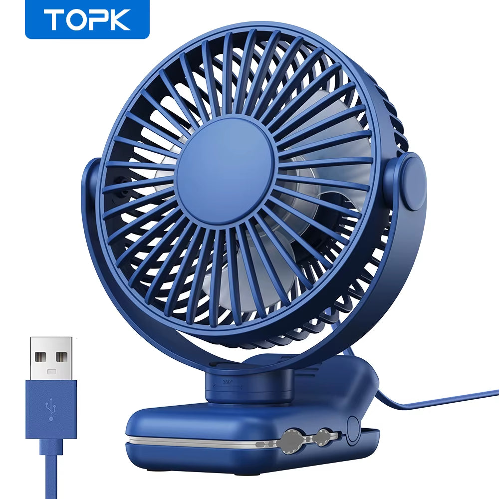 Mini Portable Clip on Fan,Usb Desk Fan,3 Speeds Quiet Wind 720° Rotate Personal Electric Fan,Standing Fans for Room Home