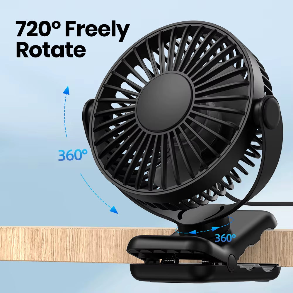 Mini Portable Clip on Fan,Usb Desk Fan,3 Speeds Quiet Wind 720° Rotate Personal Electric Fan,Standing Fans for Room Home